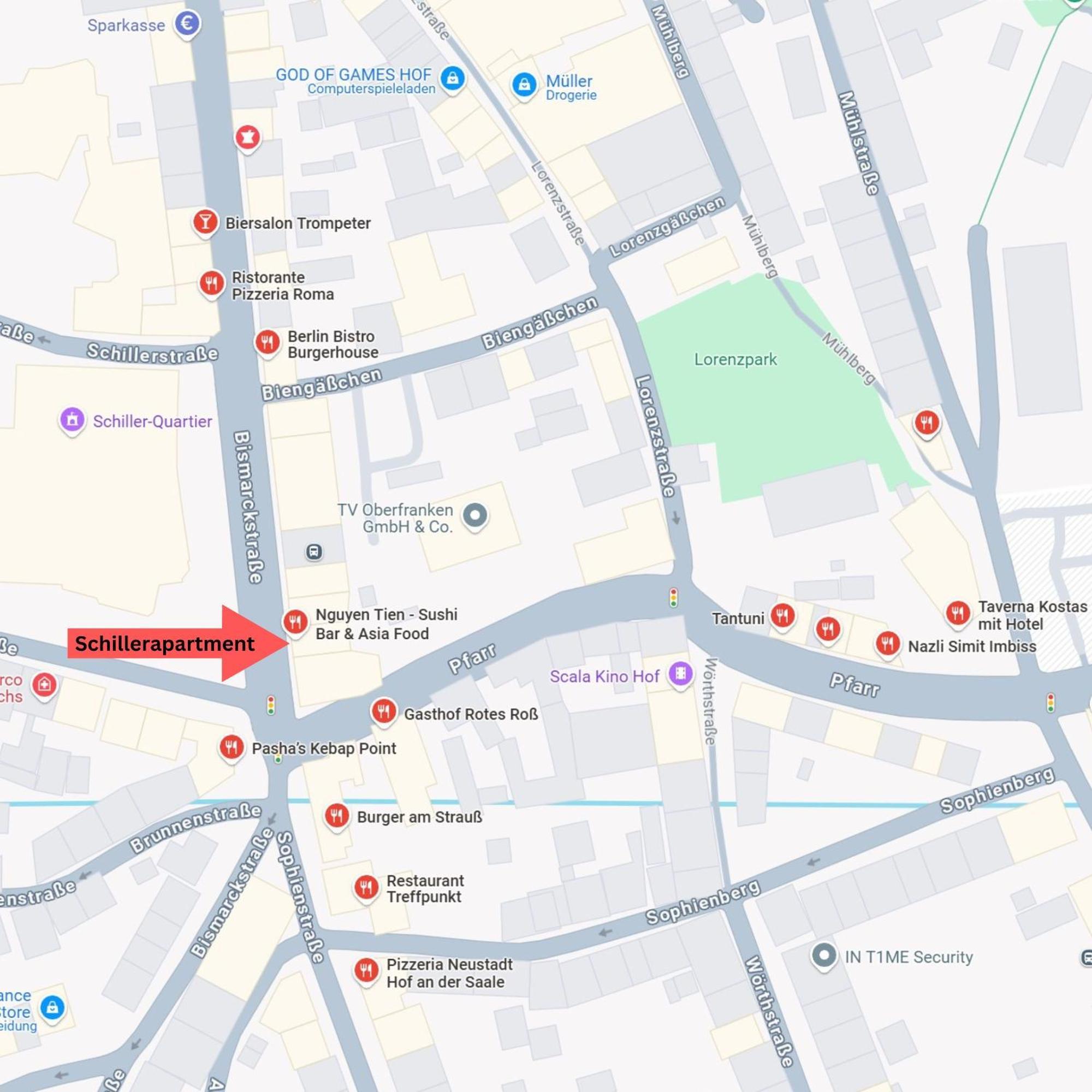 Schillerapartment Hof, Kueche, 24H Digital-Checkin, Parkplatz, Wlan250Mbit Hof  Esterno foto